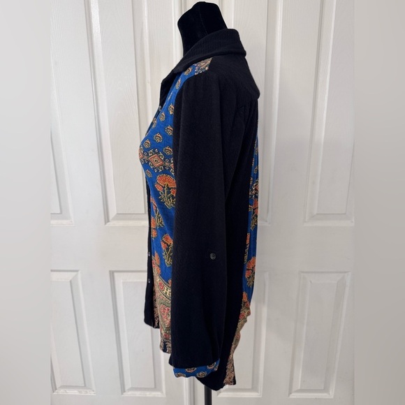 Parsley And Sage Tunic Top Sz S Button Front Black Multi Floral Print Artsy Boho - Picture 3 of 8